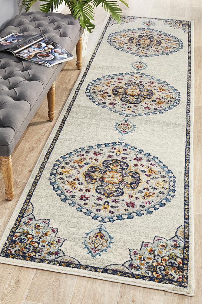 Babylon 202 White Runner Rug Rug Culture