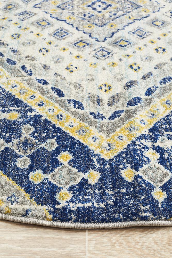 Babylon 203 Navy  Round Rug Rug Culture