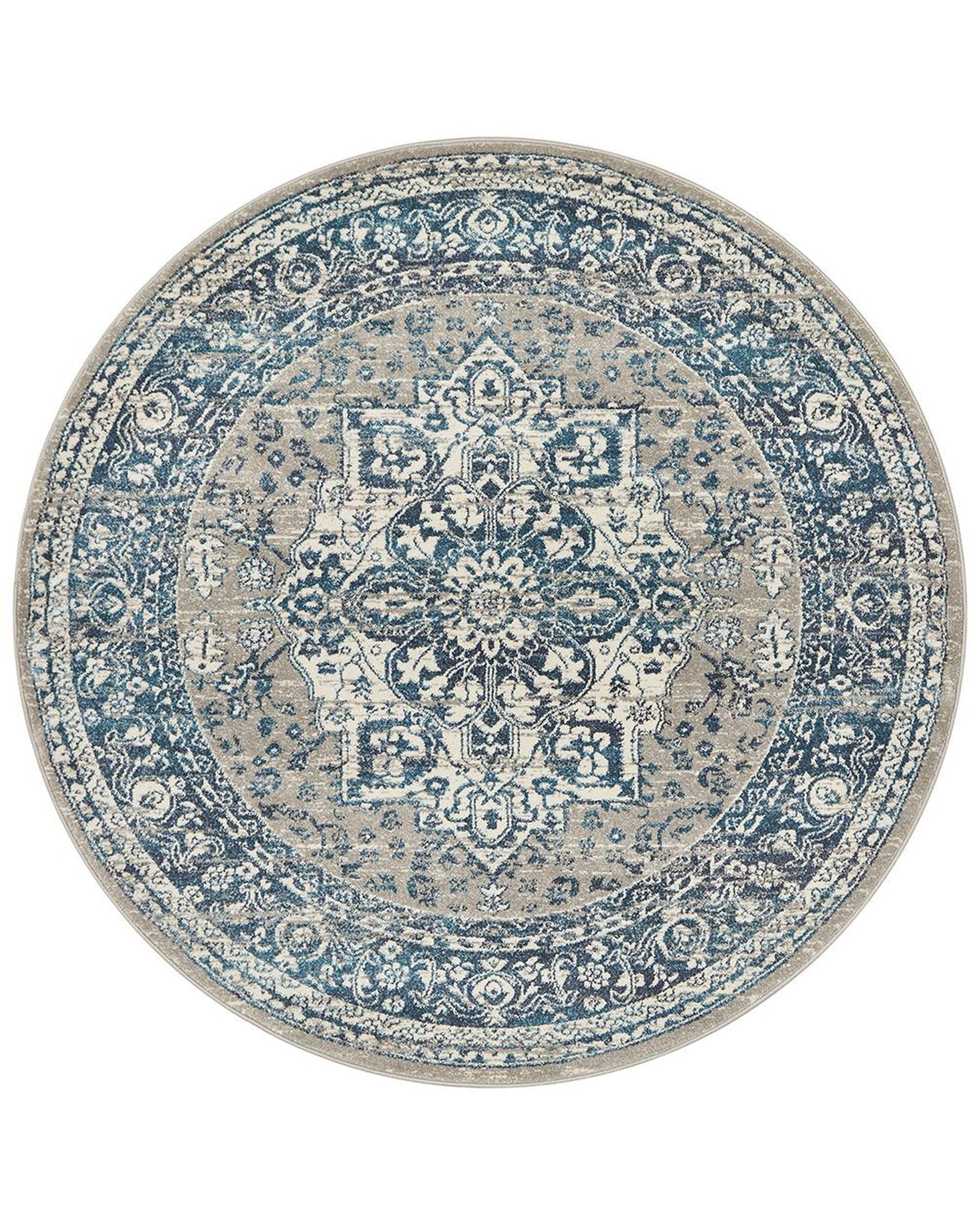 Babylon 207 Blue  Round Rug Rug Culture