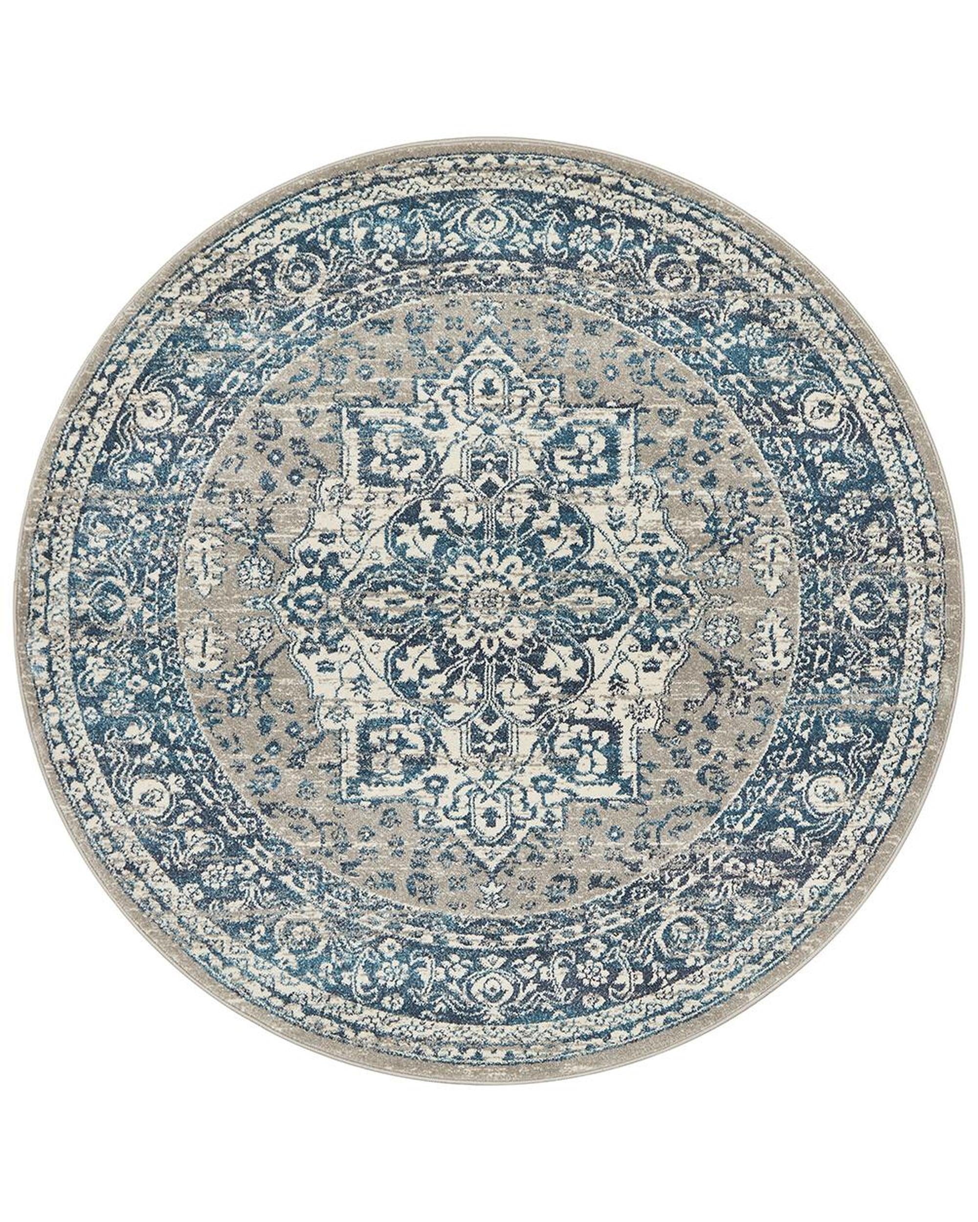 Babylon 207 Blue  Round Rug Rug Culture