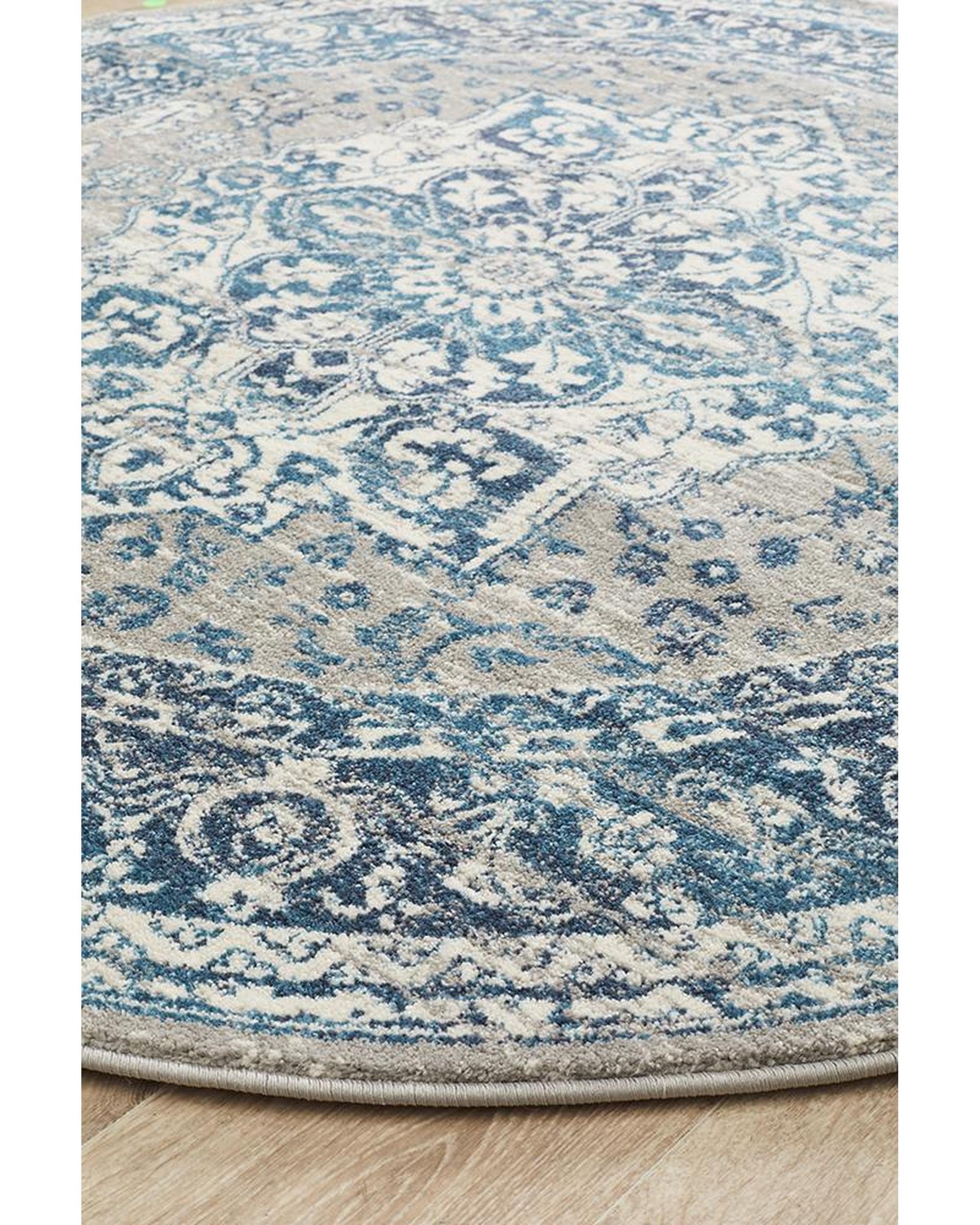 Babylon 207 Blue  Round Rug Rug Culture