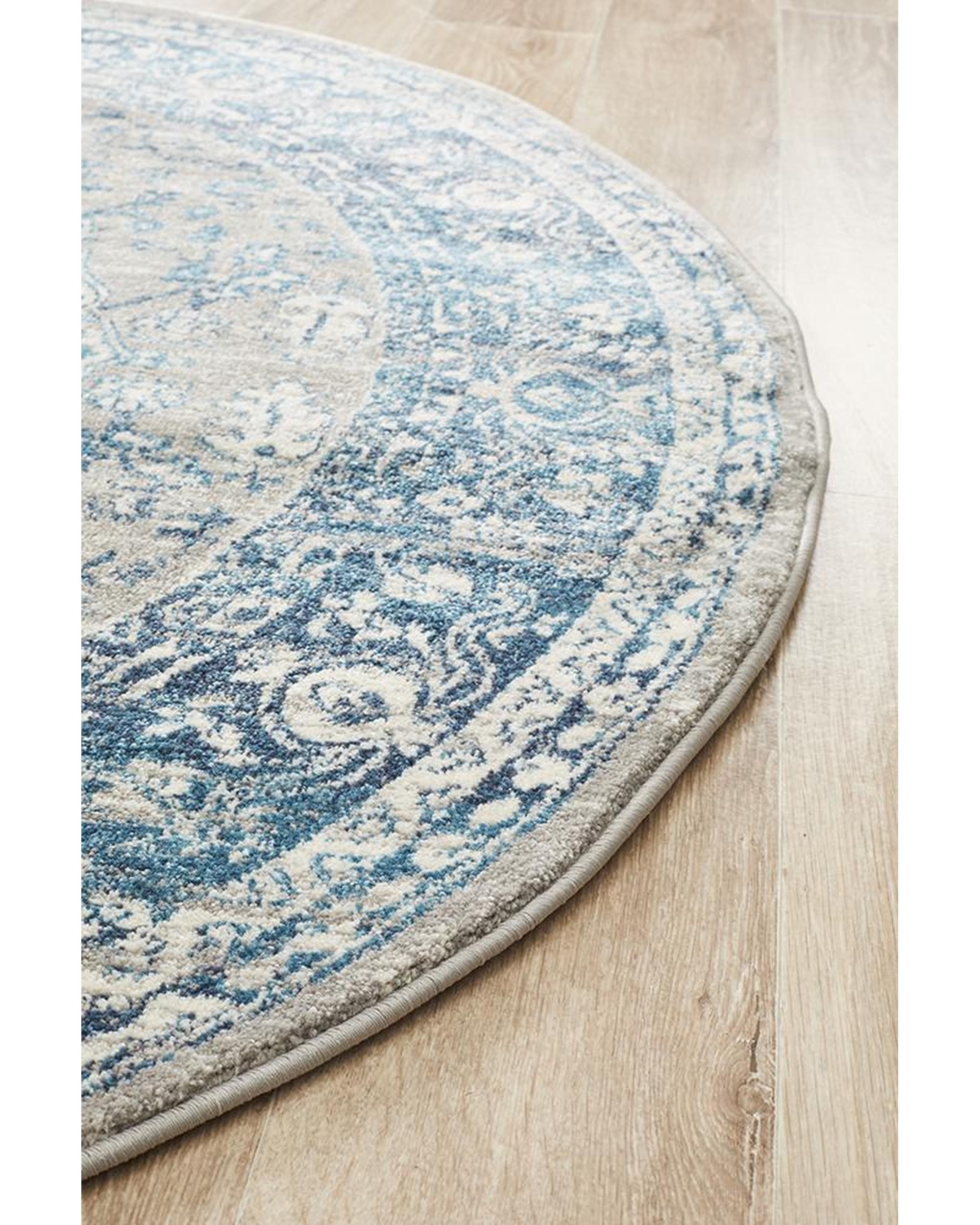 Babylon 207 Blue  Round Rug Rug Culture