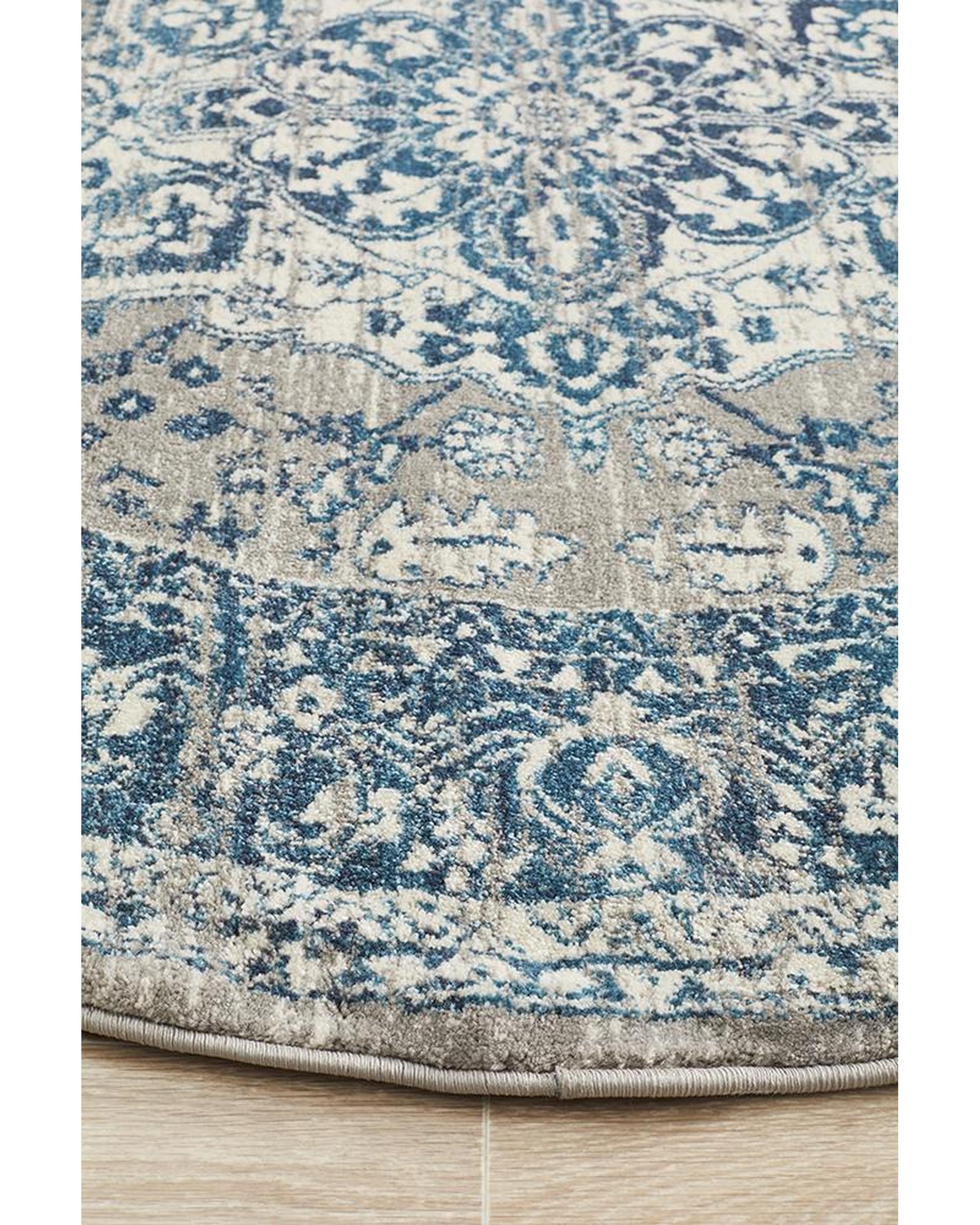 Babylon 207 Blue  Round Rug Rug Culture