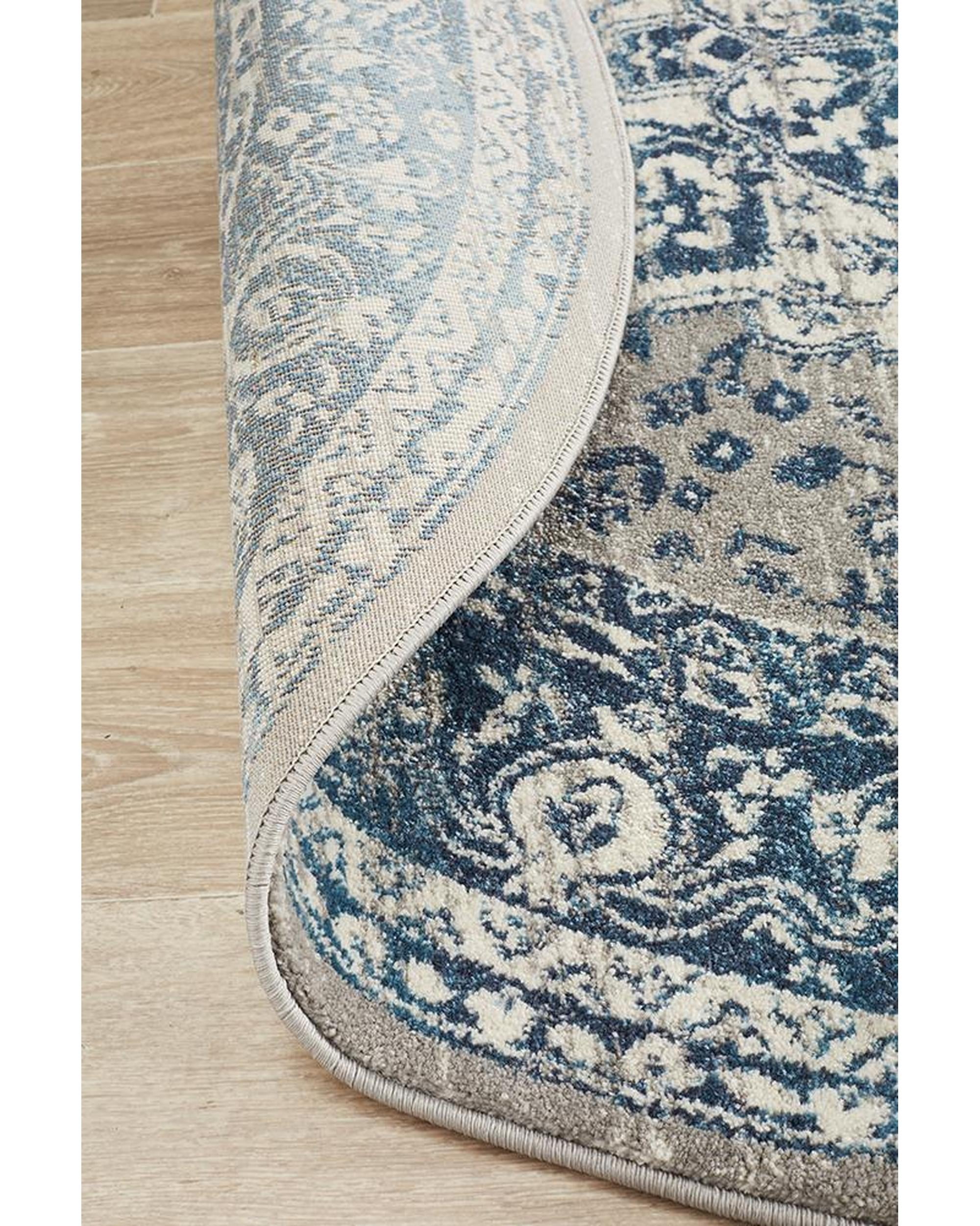 Babylon 207 Blue  Round Rug Rug Culture