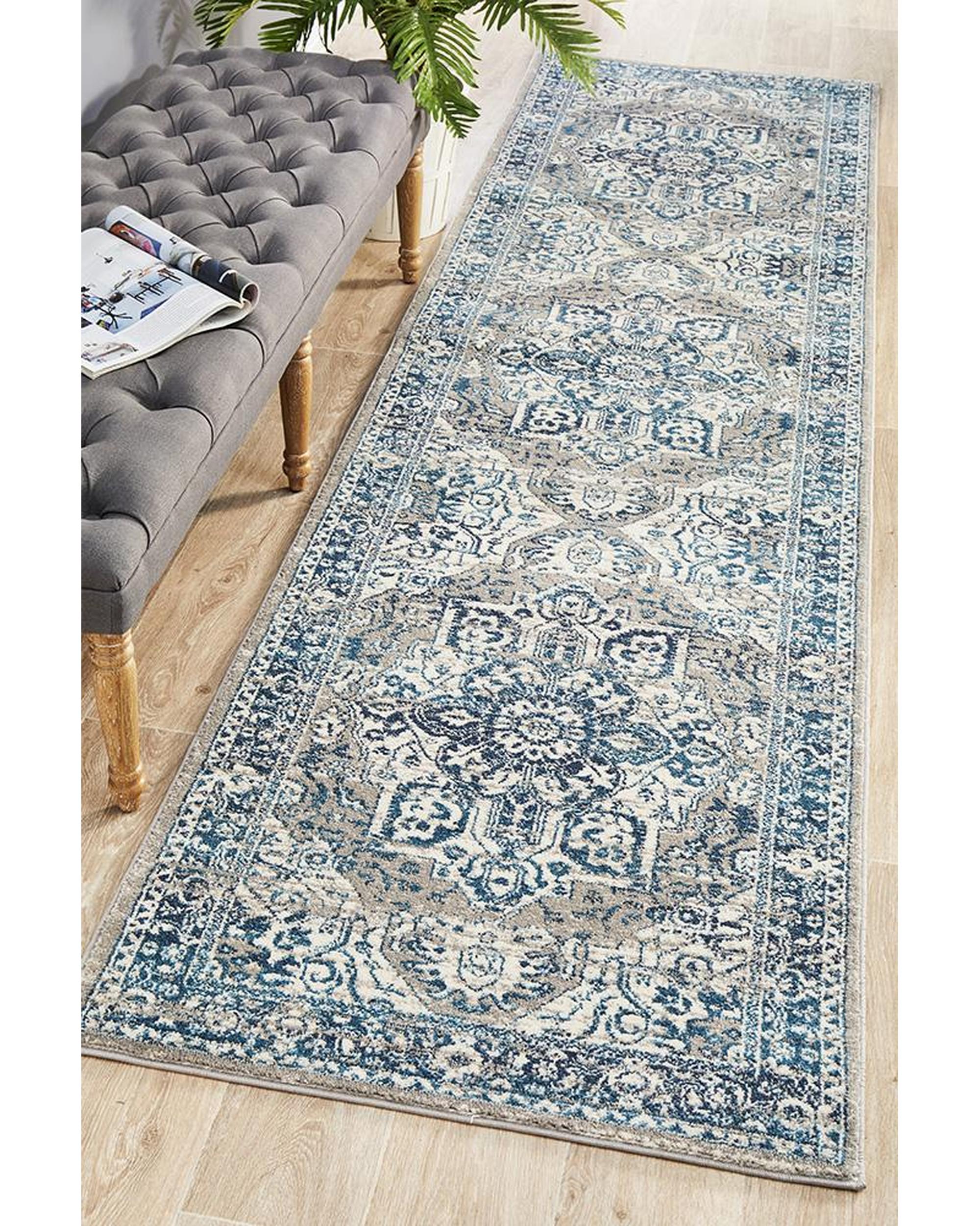 Babylon 207 Blue  Runner Rug Rug Culture