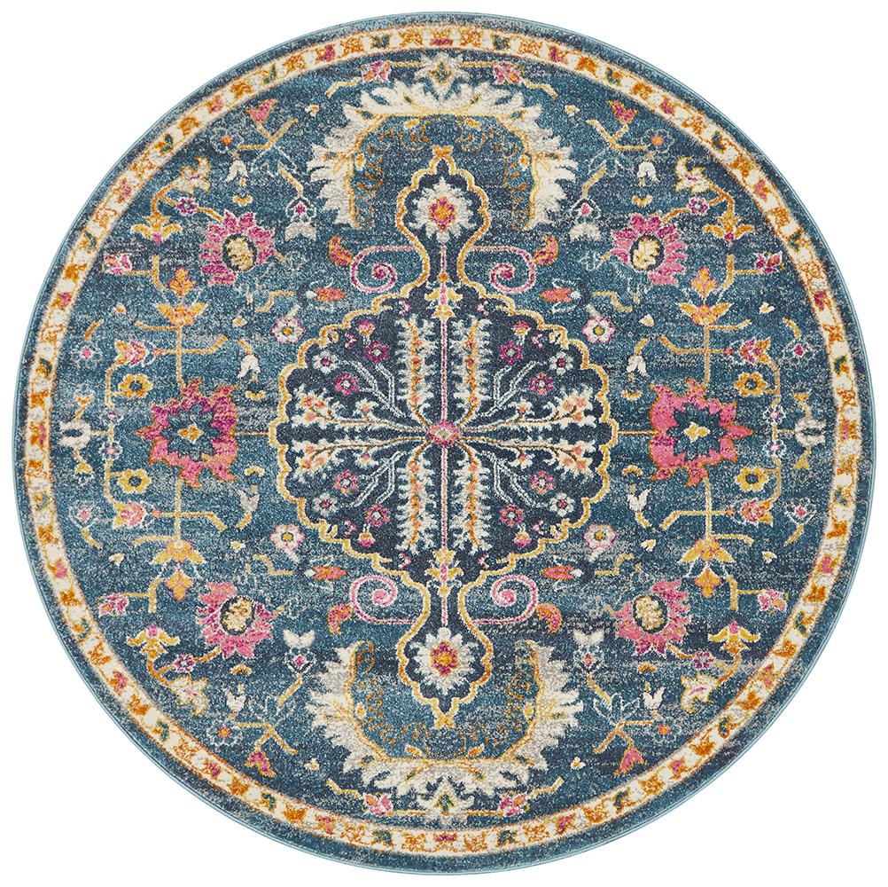 Babylon 209 Navy  Round Rug Rug Culture
