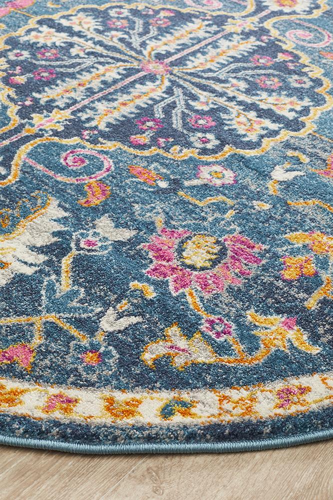 Babylon 209 Navy  Round Rug Rug Culture