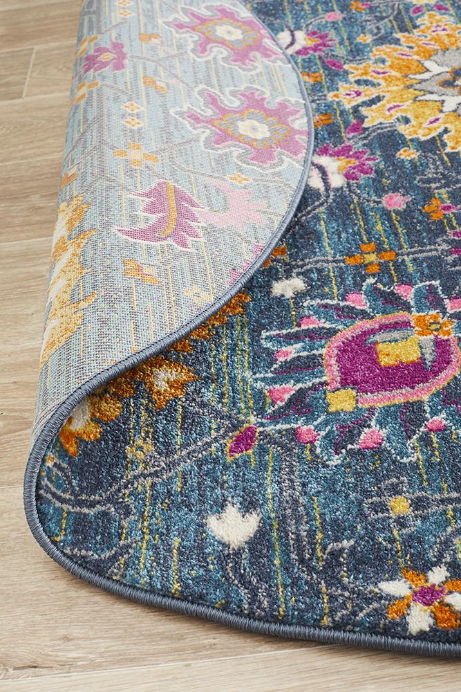 Babylon 210 Blue  Round Rug Rug Culture
