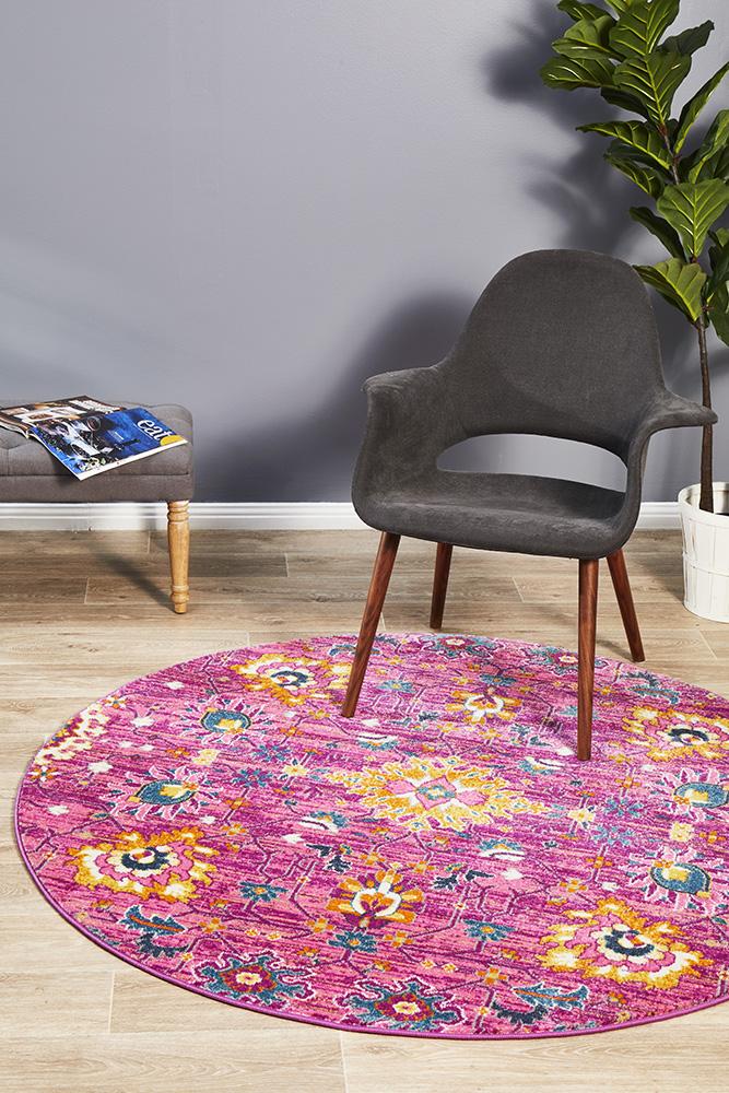 Babylon 210 Fuchsia  Round Rug Rug Culture