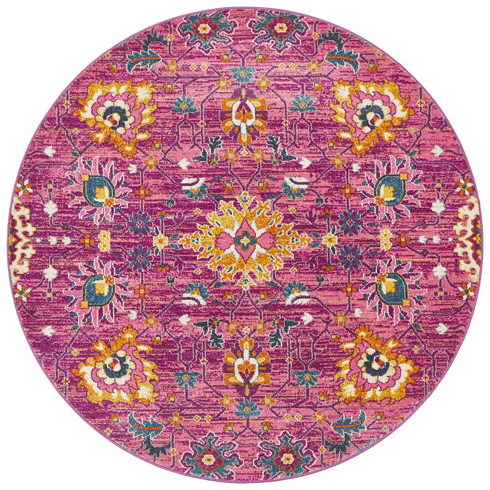 Babylon 210 Fuchsia  Round Rug Rug Culture