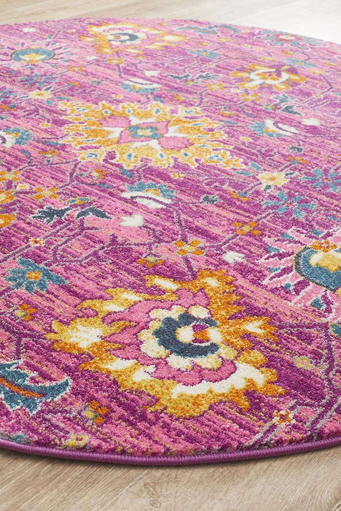 Babylon 210 Fuchsia  Round Rug Rug Culture