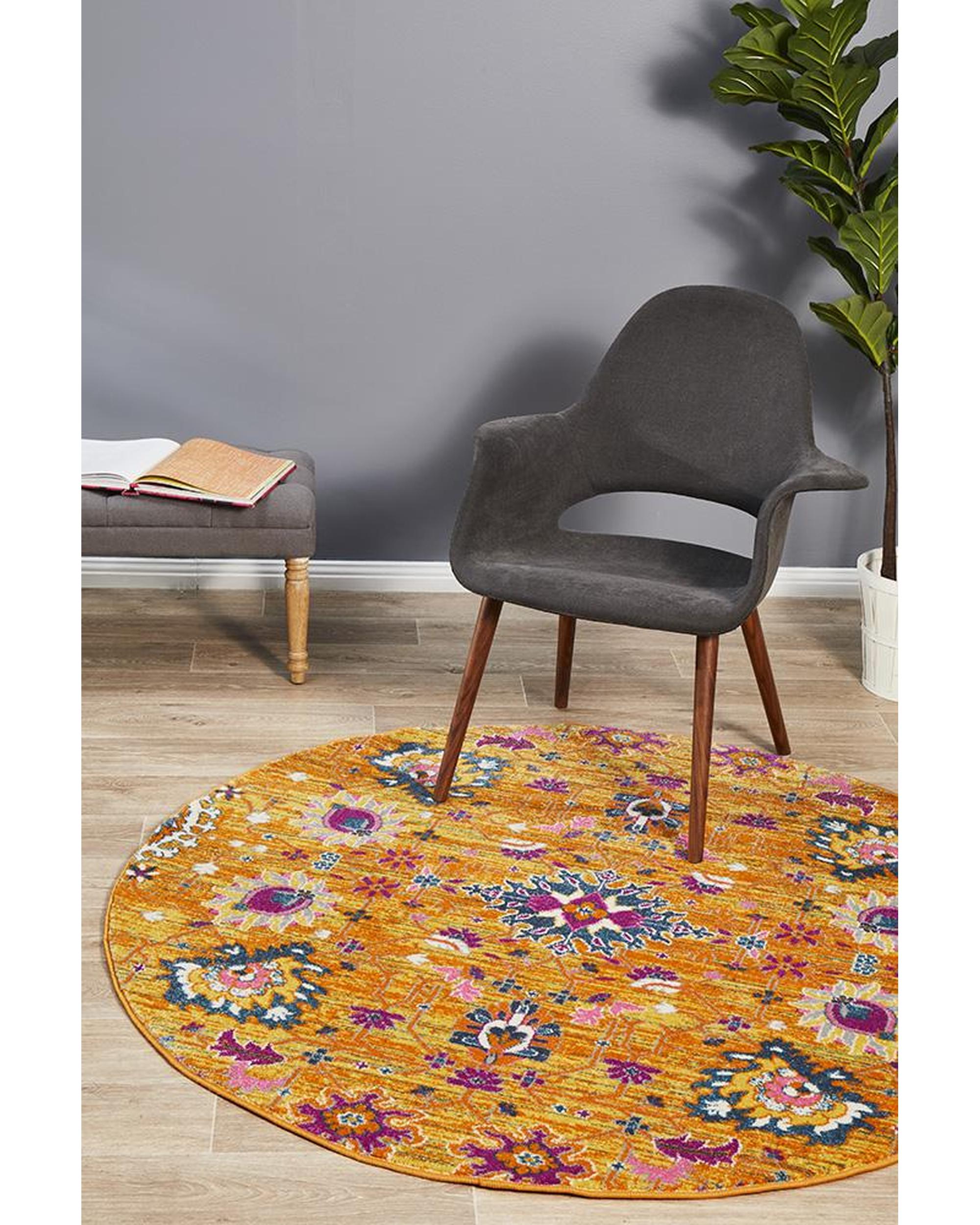 Babylon 210 Rust  Round Rug Rug Culture