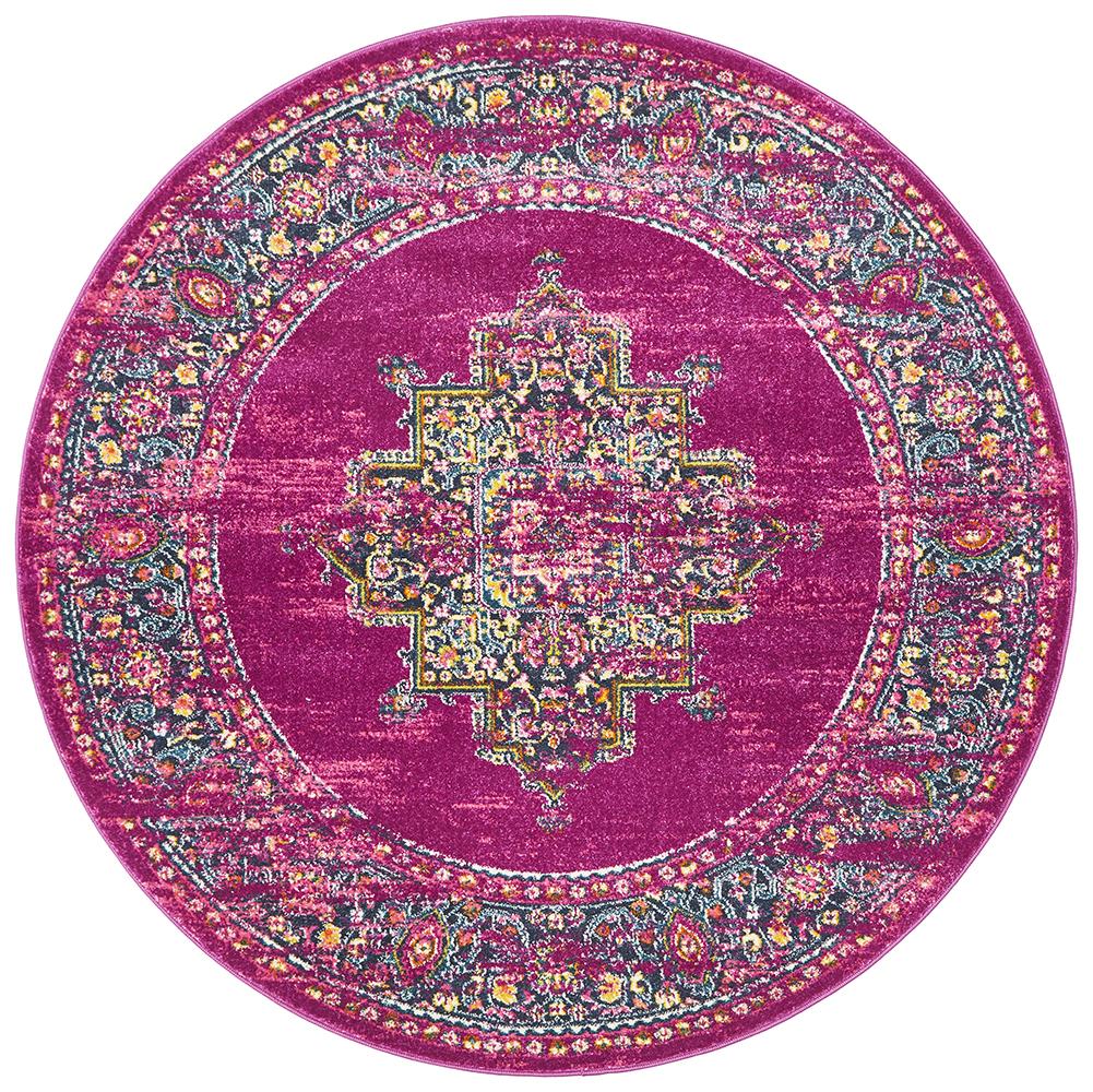 Babylon 211 Fuchsia  Round Rug Rug Culture