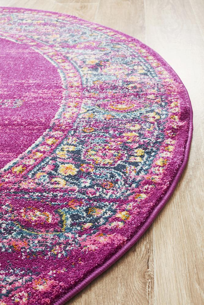 Babylon 211 Fuchsia  Round Rug Rug Culture