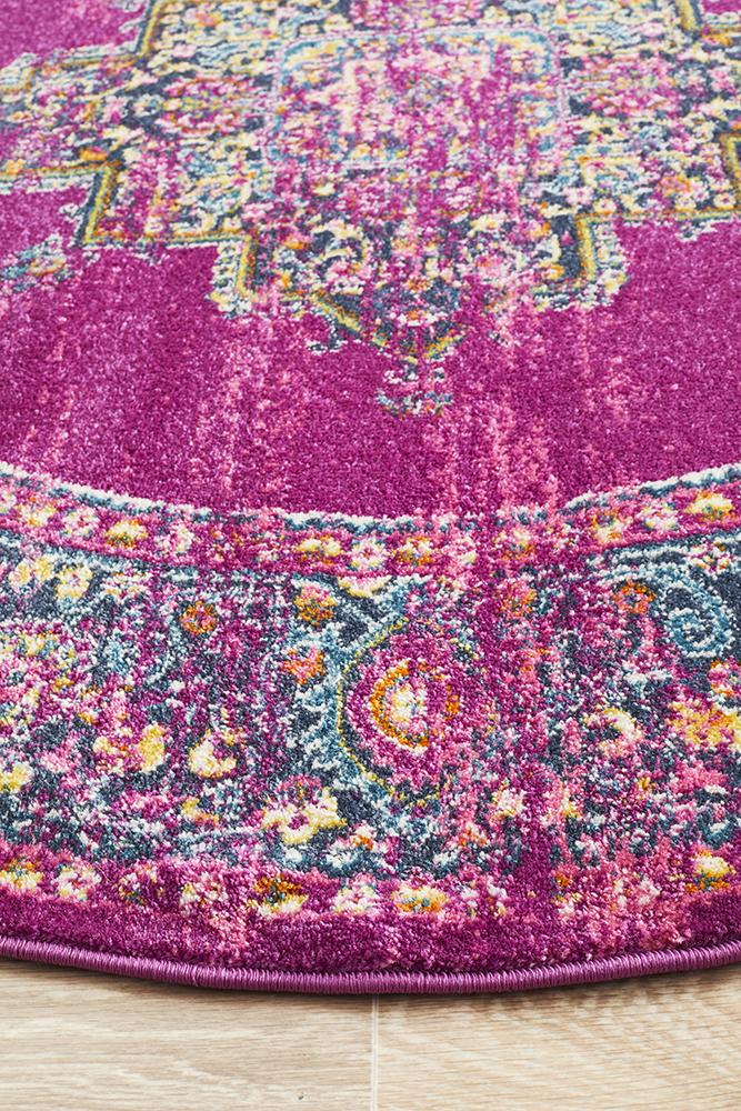 Babylon 211 Fuchsia  Round Rug Rug Culture