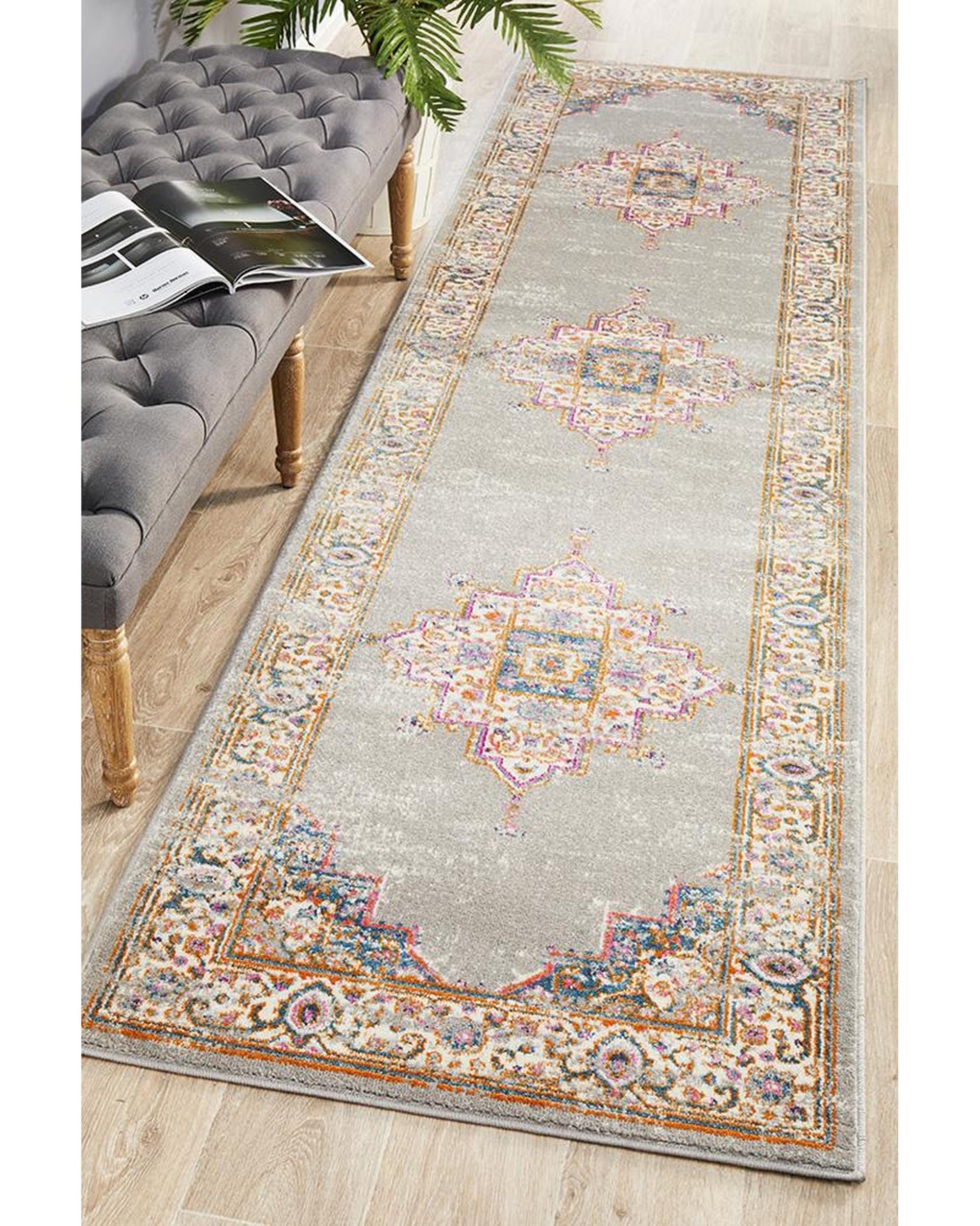 Babylon 211 Grey  Runner Rug Rug Culture