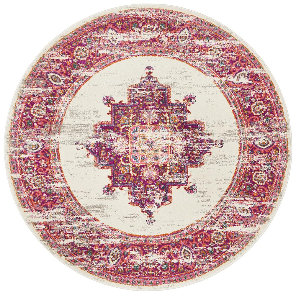 Babylon 211 Pink  Round Rug Rug Culture