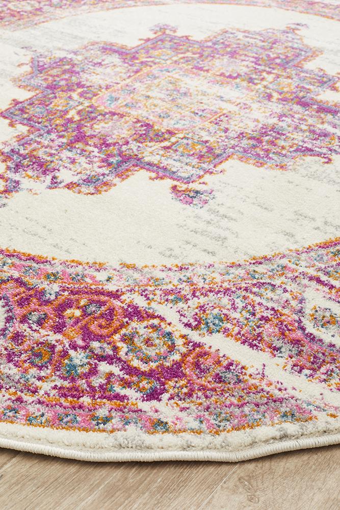 Babylon 211 Pink  Round Rug Rug Culture