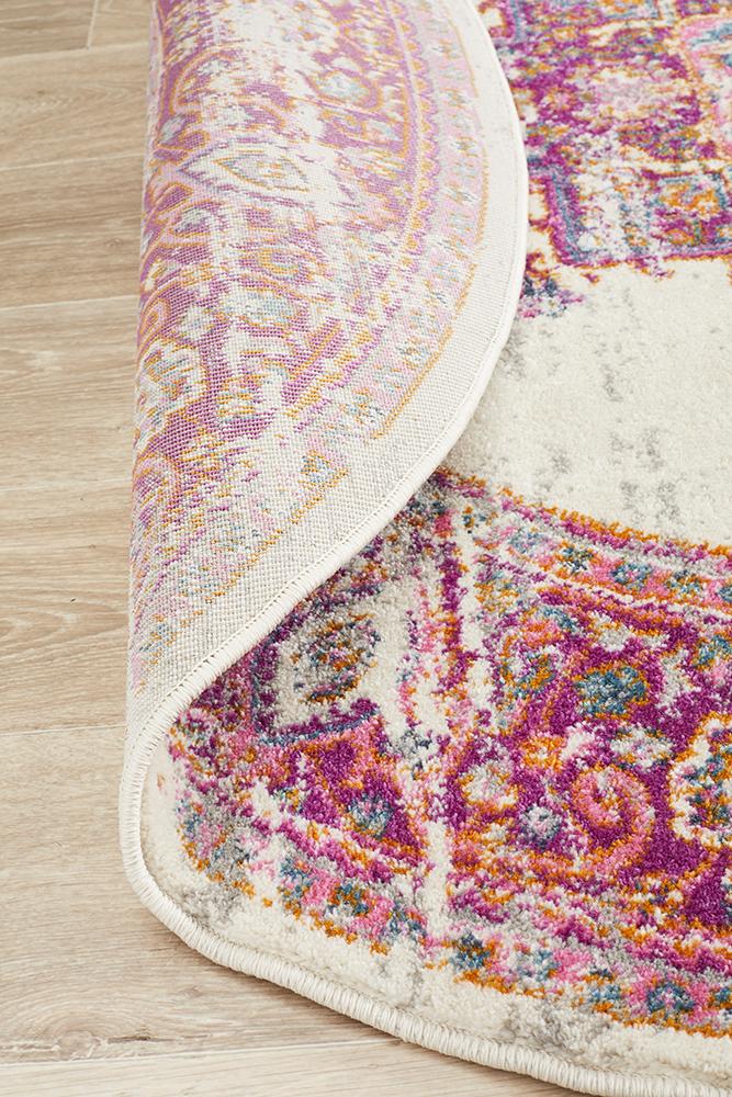 Babylon 211 Pink  Round Rug Rug Culture
