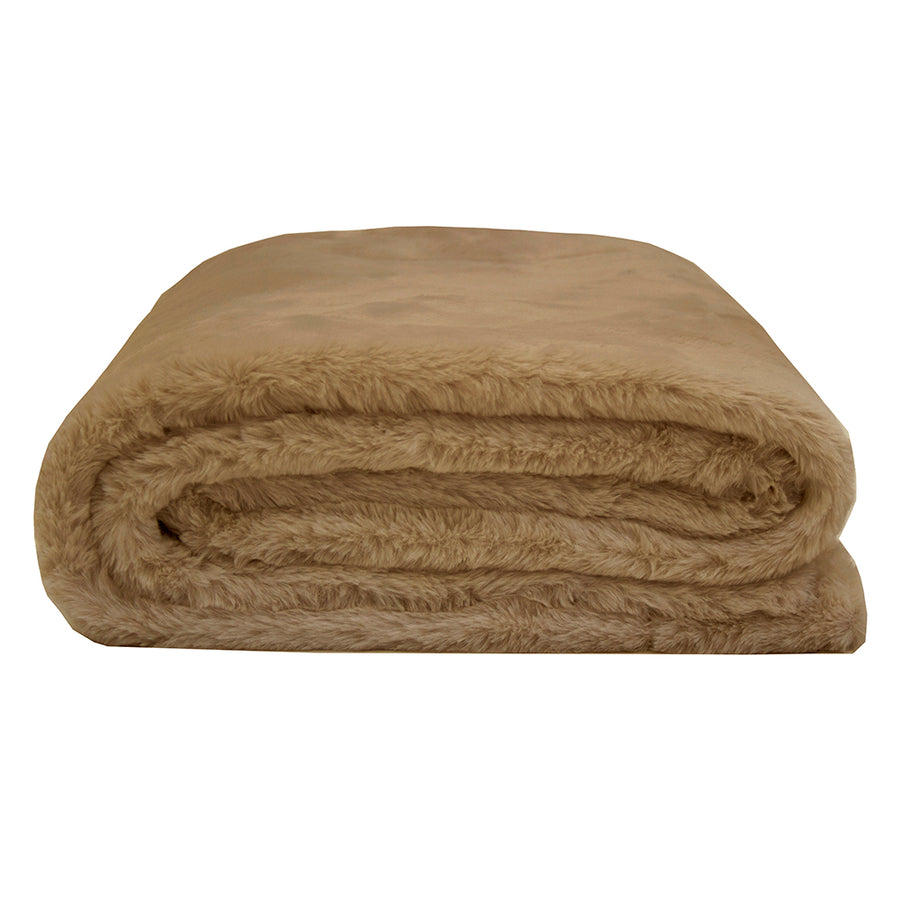Bambury Frida Faux Fur Throw - Biscuit Bambury
