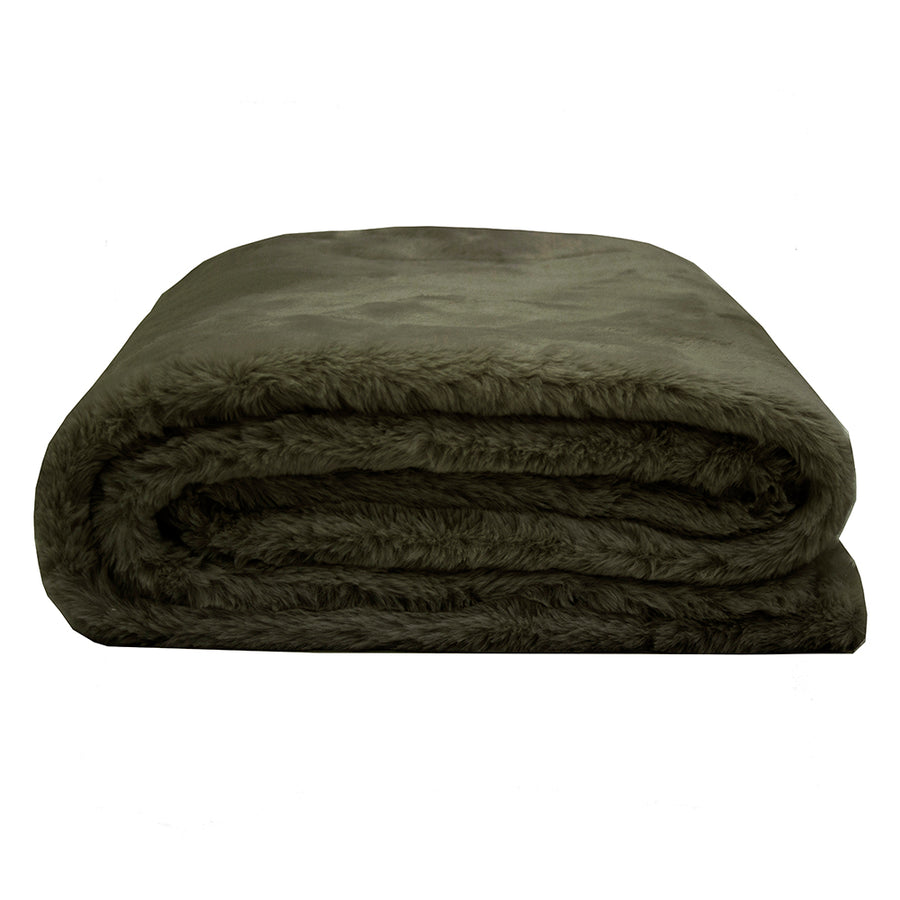 Bambury Frida Faux Fur Throw - Olive Bambury