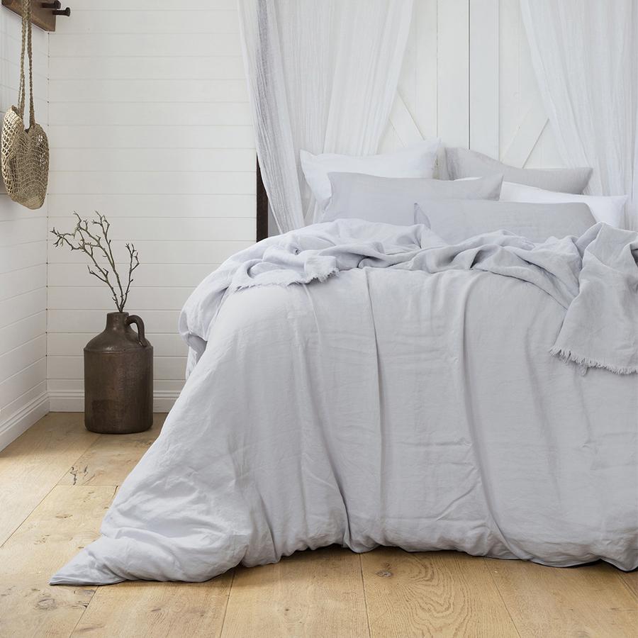 Bambury French Linen Quilt Cover Set - Silver Bambury