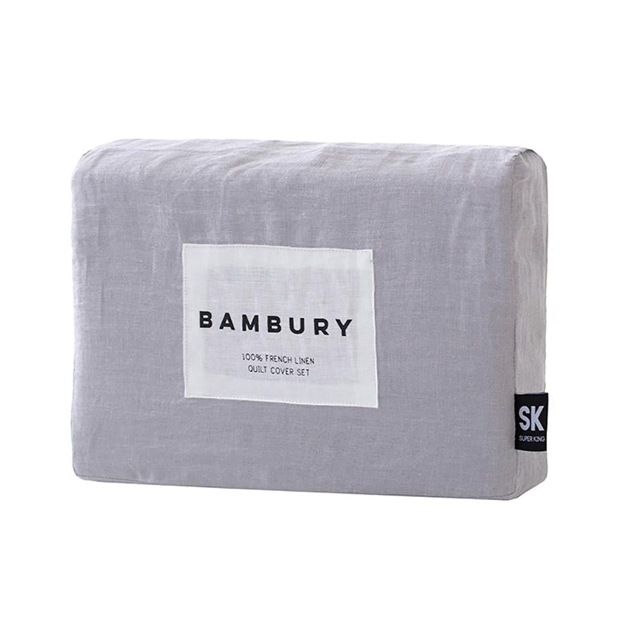 Bambury French Linen Quilt Cover Set - Silver Bambury