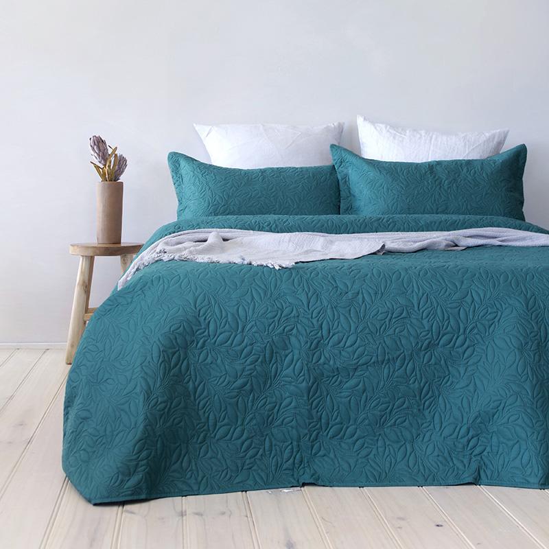 Bambury Botanica Coverlet Set - Teal Bambury