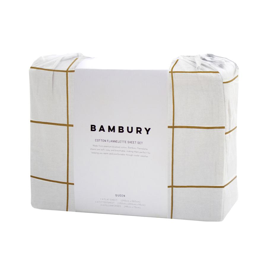 Bambury Carrington Flannelette Sheet Set - Ivory Bambury