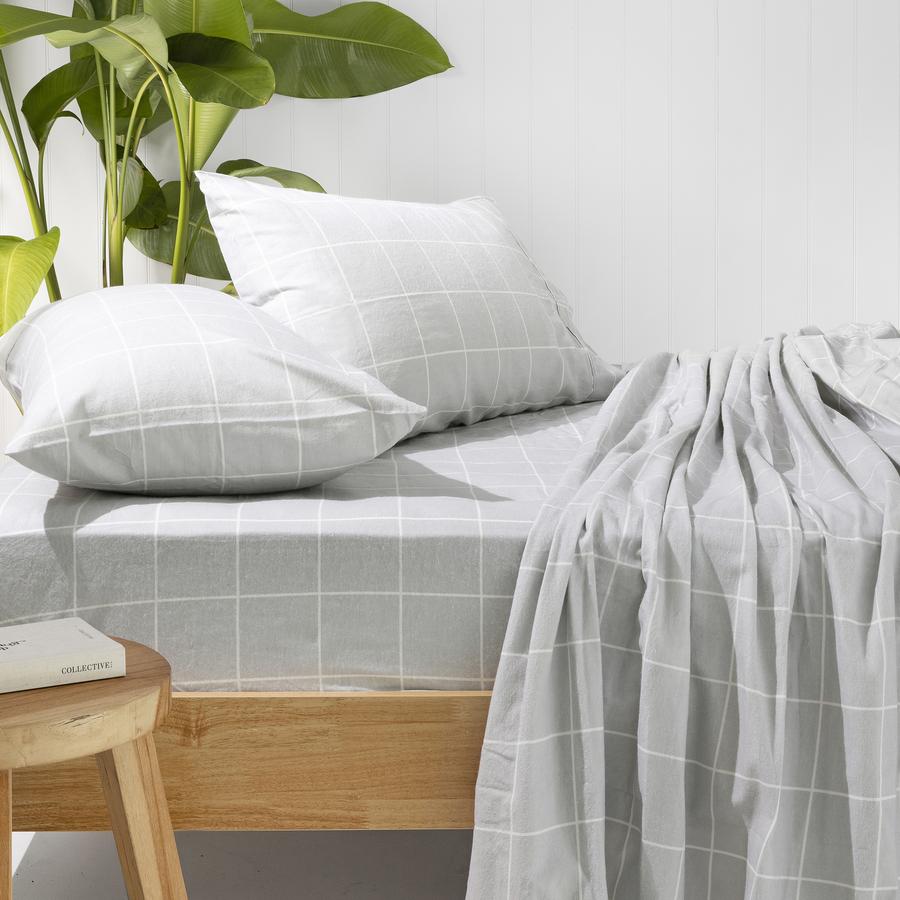 Bambury Carrington Flannelette Sheet Set - Silver Bambury