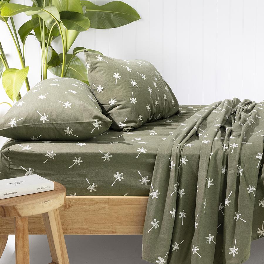 Bambury Cocos Flannelette Sheet Set - Olive Bambury