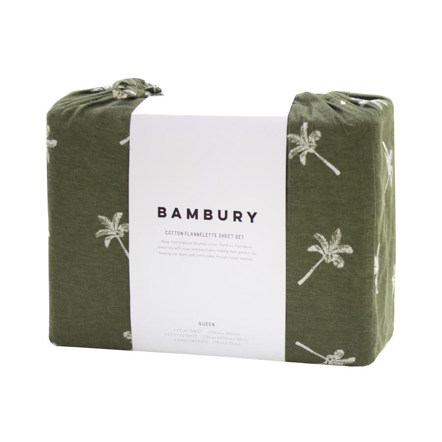 Bambury Cocos Flannelette Sheet Set - Olive Bambury