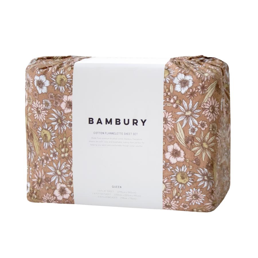 Bambury Marguerite Flannelette Sheet Set - Bisque Bambury