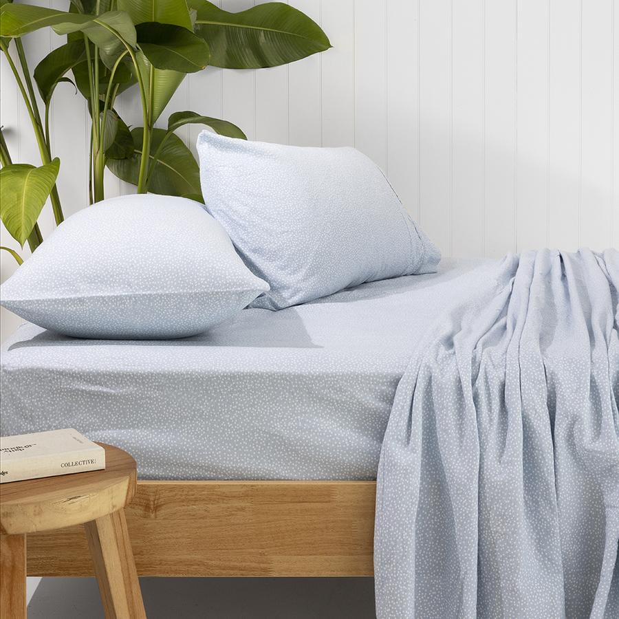 Bambury Spot Flannelette Sheet Set - Steel Blue Bambury