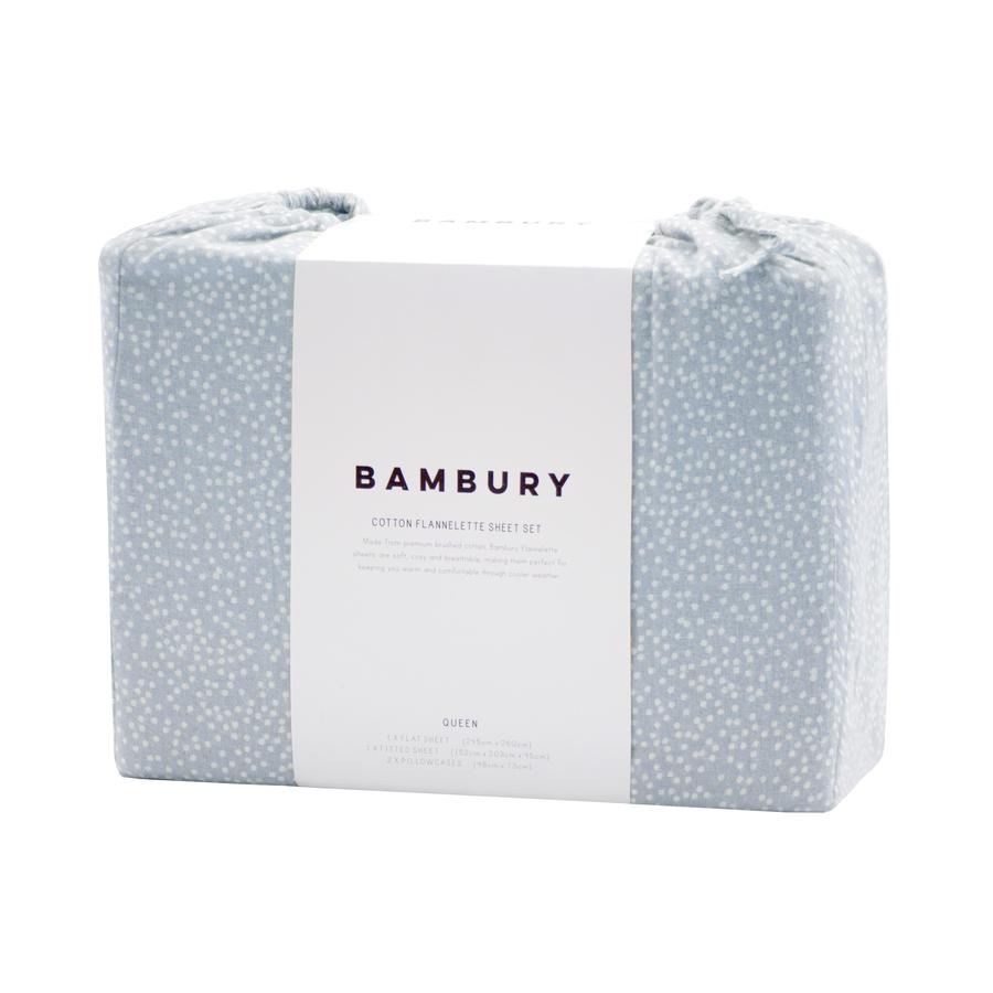 Bambury Spot Flannelette Sheet Set - Steel Blue Bambury