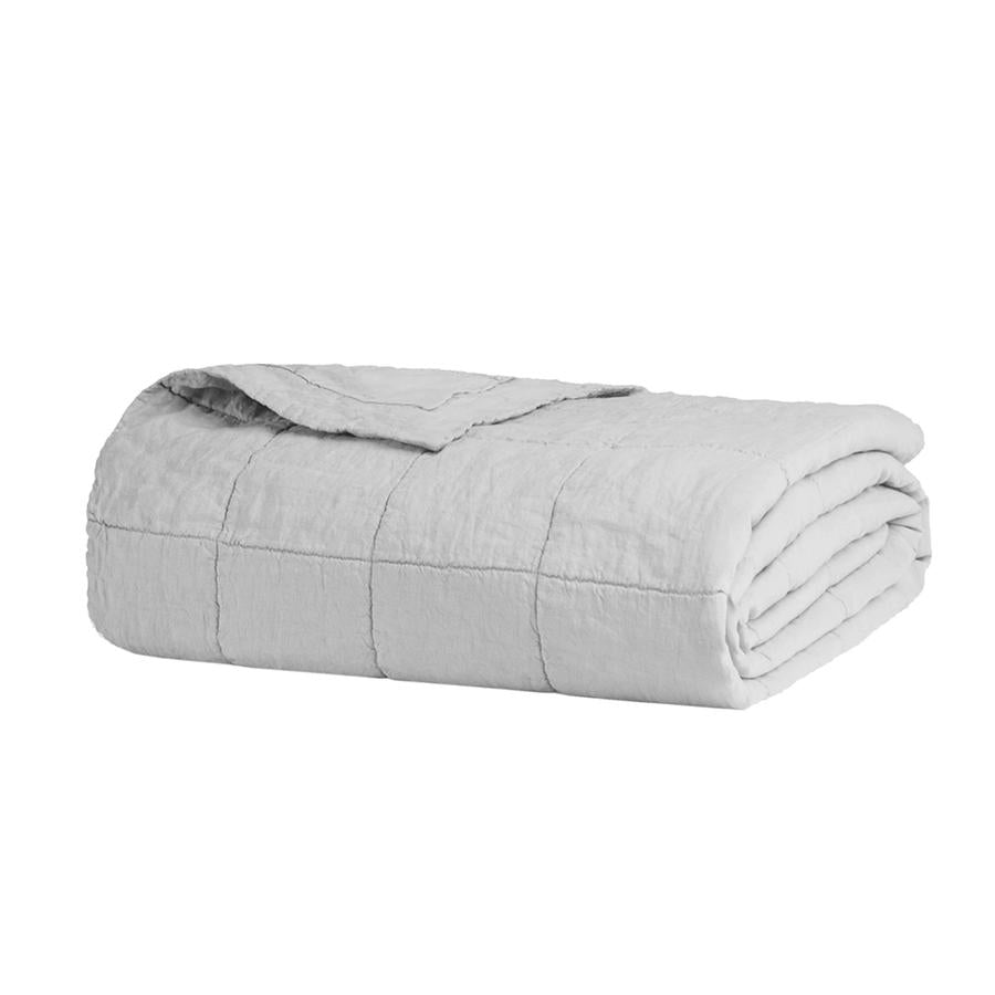 Bambury French Flax Linen Quilted Coverlet -  Queen/King - Silver Bambury