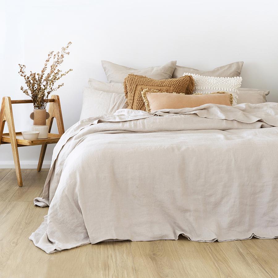 Bambury French Linen Quilt Cover Set - Pebble Bambury