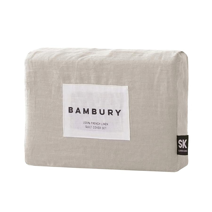 Bambury French Linen Quilt Cover Set - Pebble Bambury