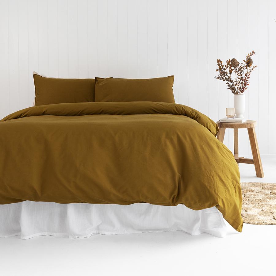 Bambury Temple Organic Quilt Cover Sets - TOBACCO Bambury