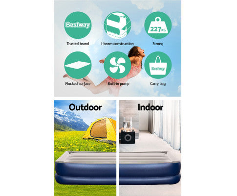 Air Bed Beds Mattress Single Size Sleep Built-in Pump Camping Inflatable Bestway