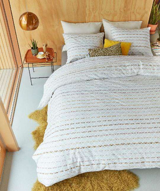 Bedding House Wooven Lines Yellow Quilt Cover Set Bedding House