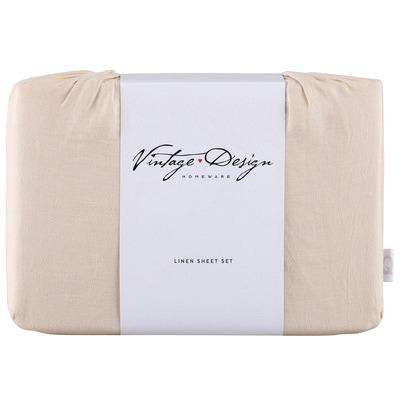 Vintage Design Birch French 100% Linen Sheet Set Vintage Design