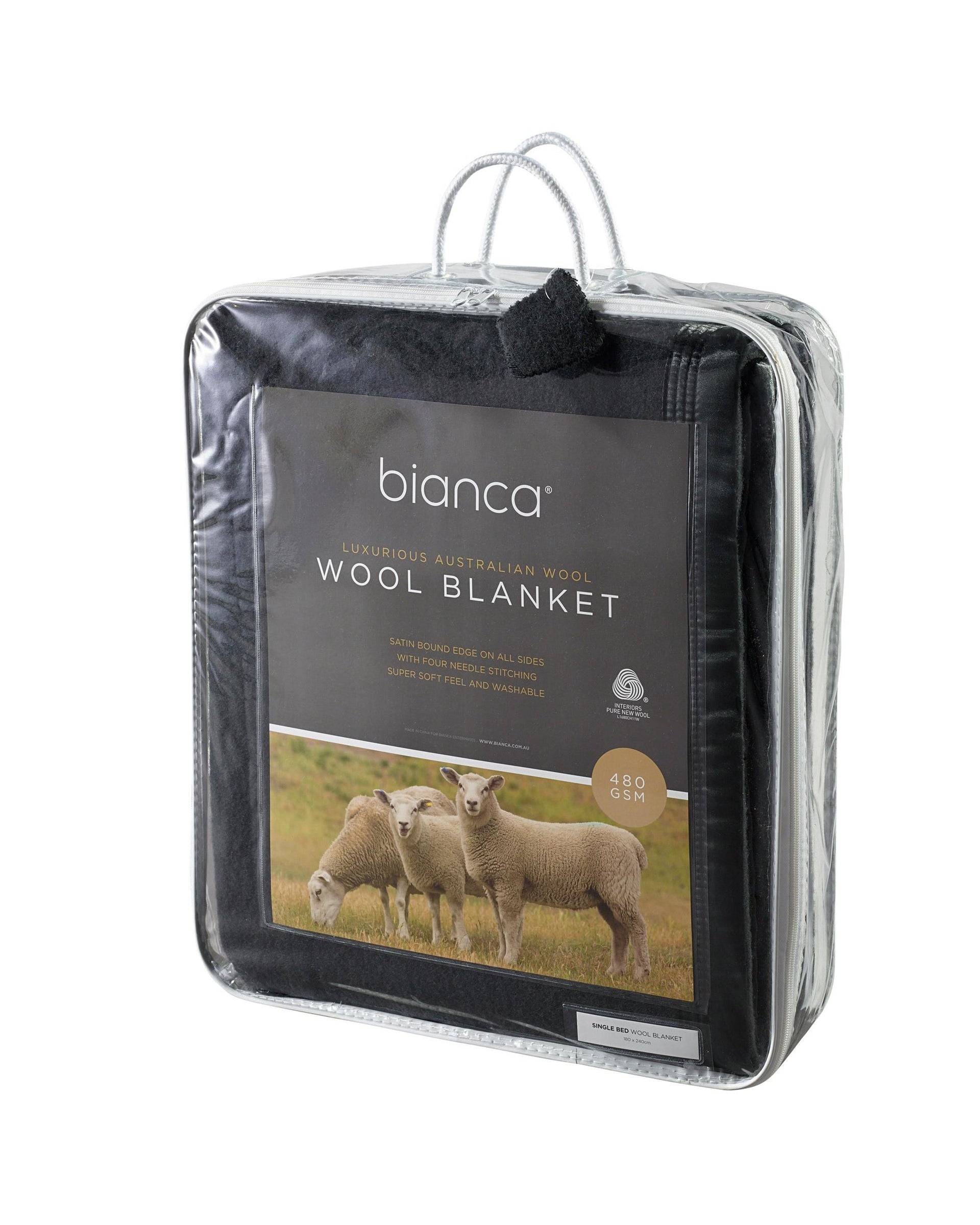 Bianca Australian Wool Blanket - Charcoal Bianca Bedding