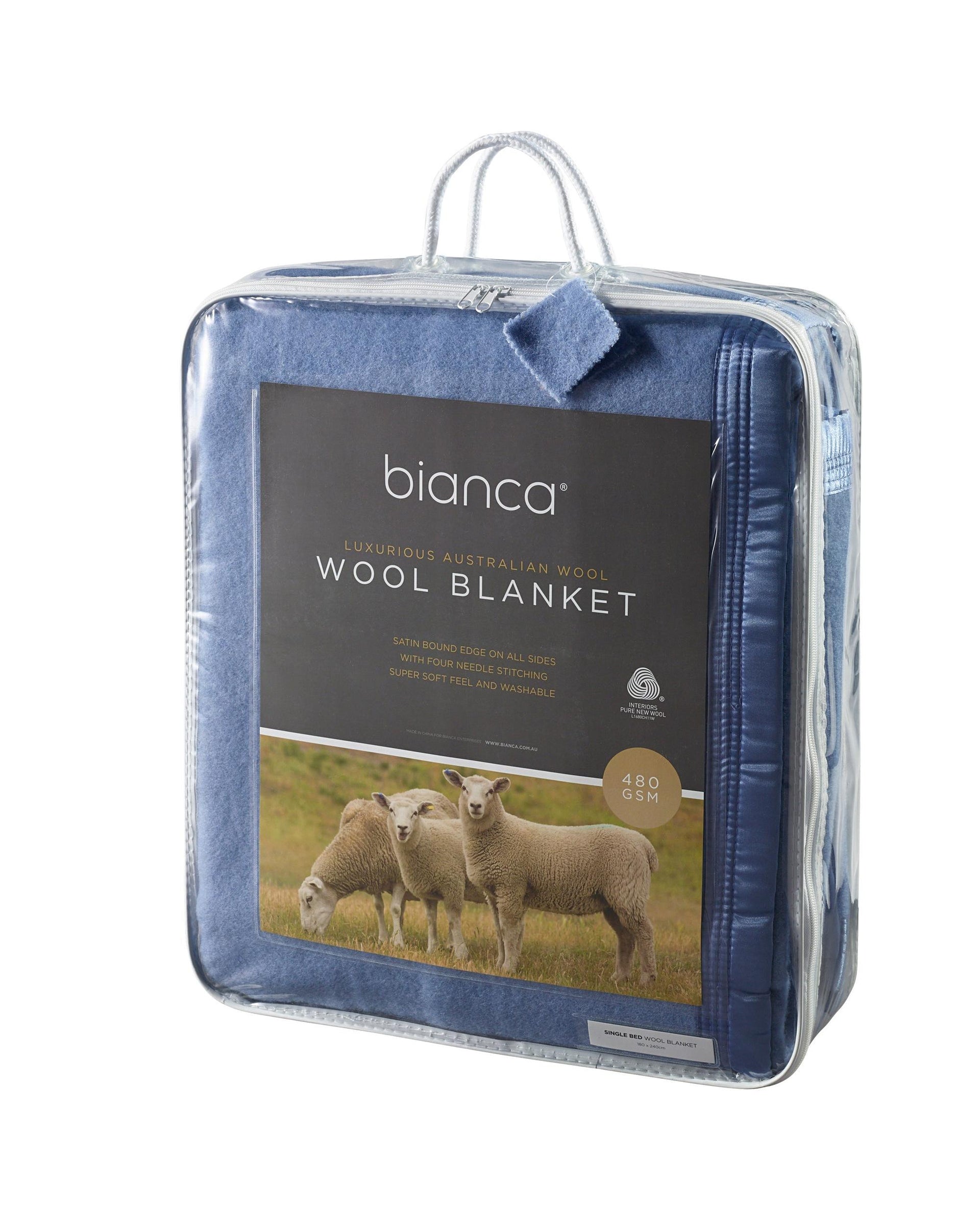 Bianca Australian Wool Blanket - Steel Blue Bianca Bedding