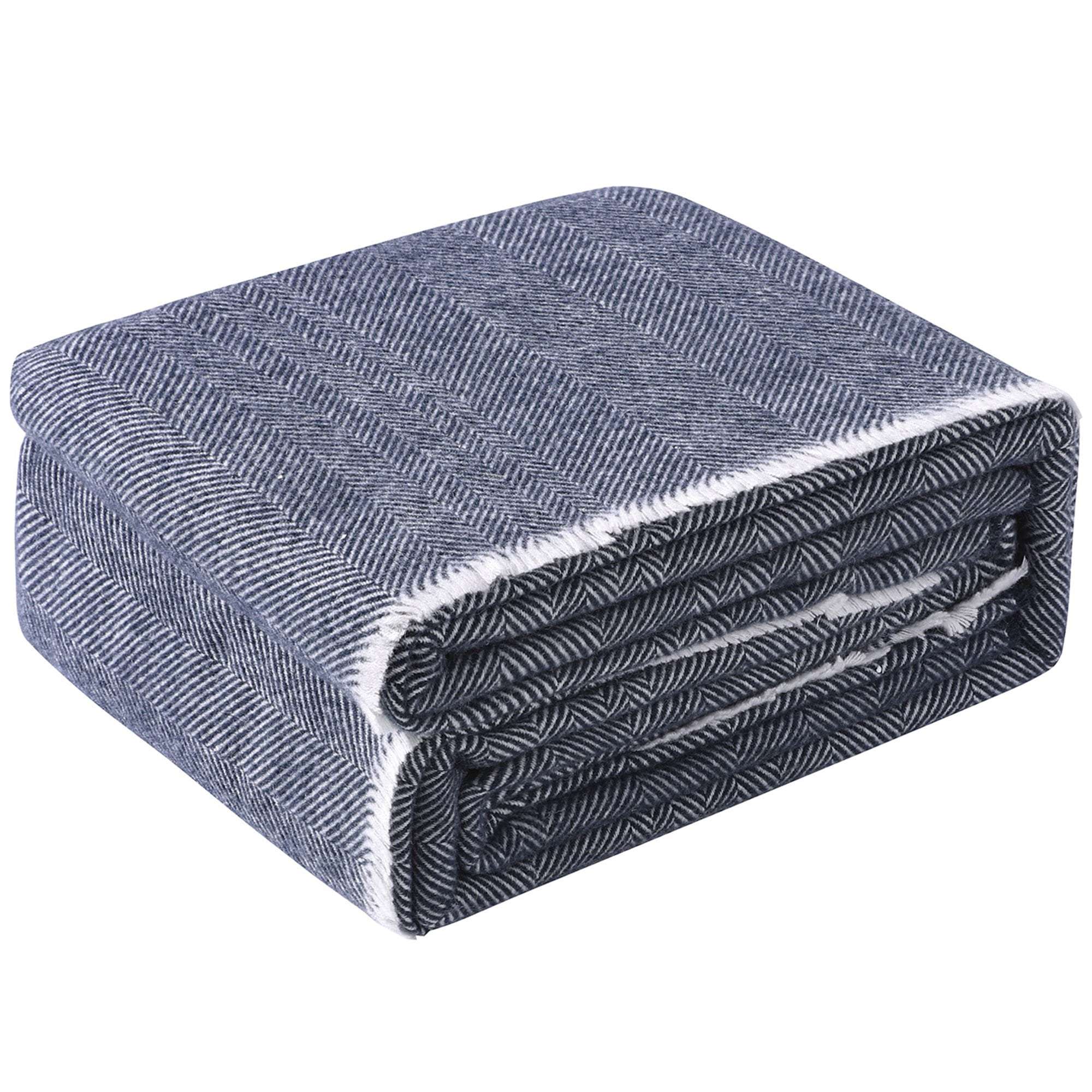 Accessorize Blue Herringbone Wool Blanket Accessorize