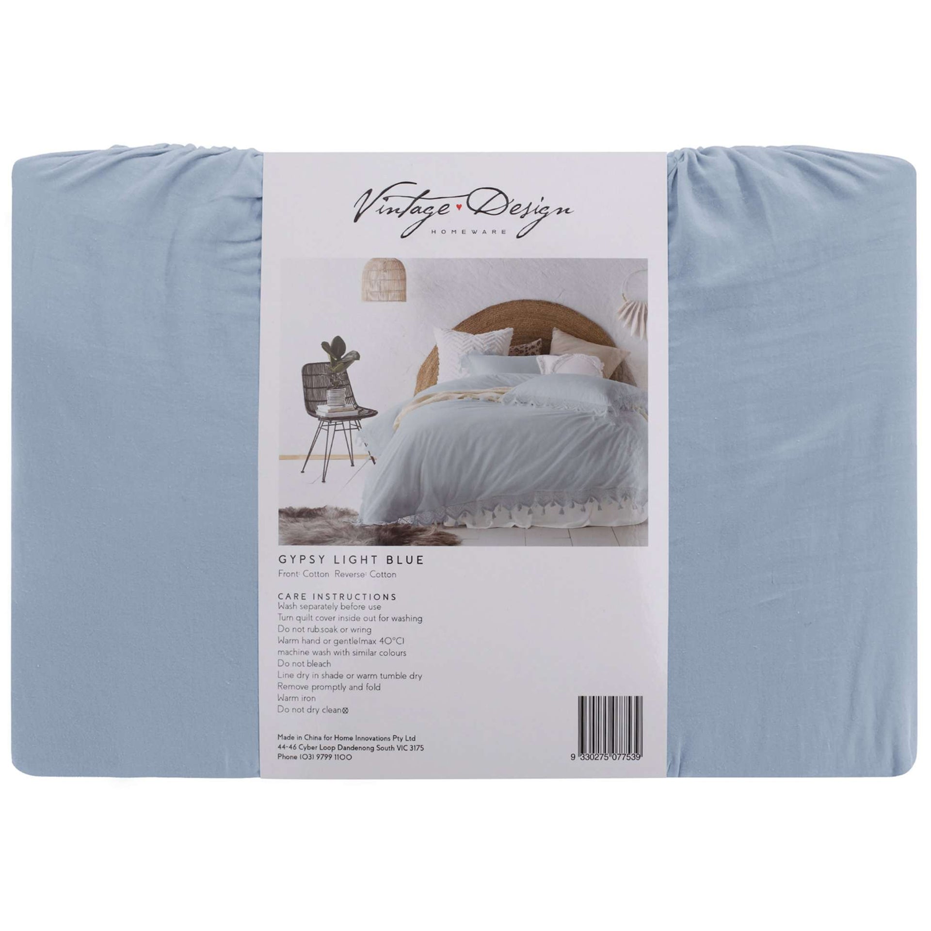 Vintage Design Gypsy Light Blue 100% Cotton Tassel Quilt Cover Sets Vintage Design