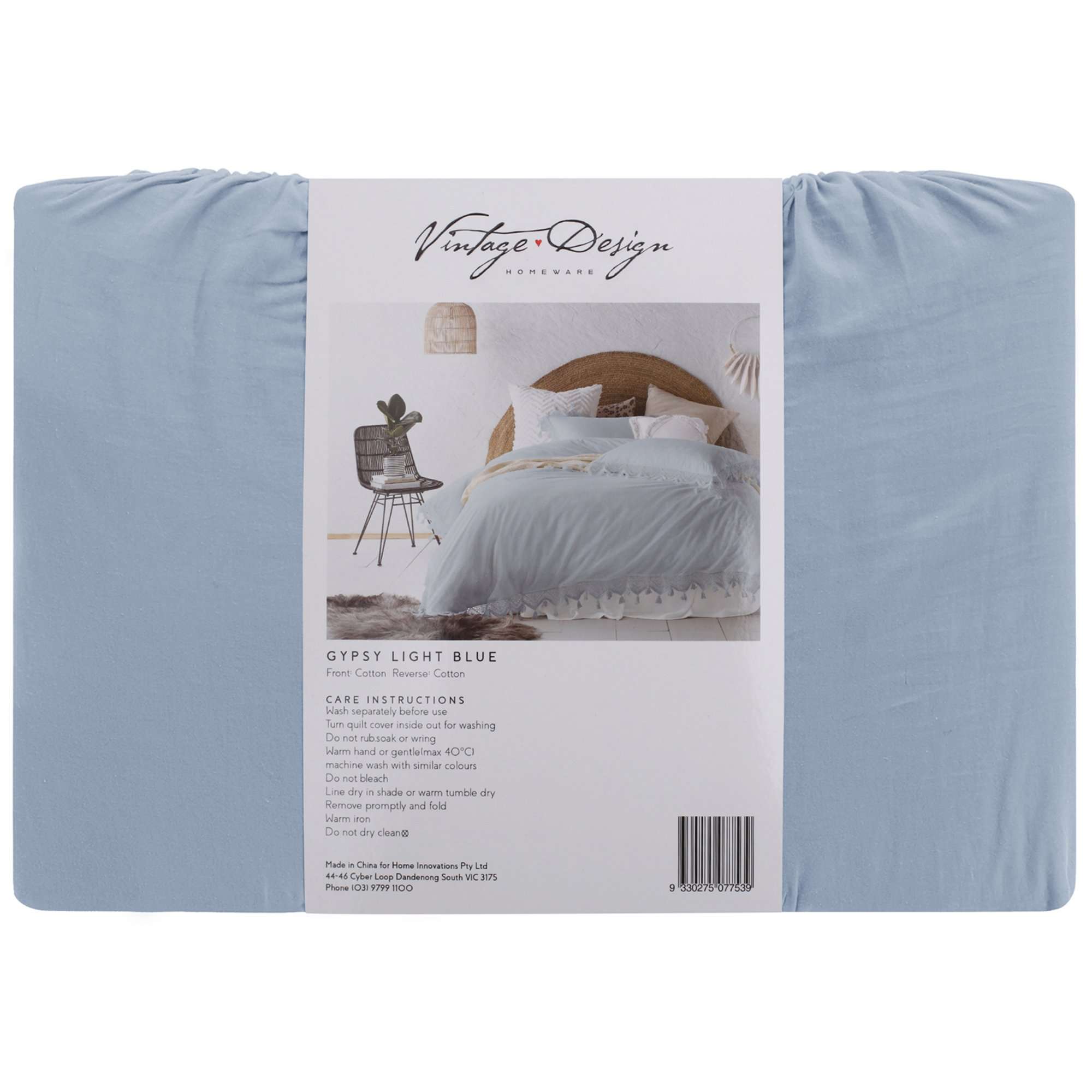 Vintage Design Gypsy Light Blue 100% Cotton Tassel Quilt Cover Sets Vintage Design