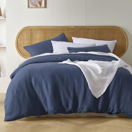 Vintage Design Brilliant Blue 100% Linen Quilt Cover Set Vintage Design