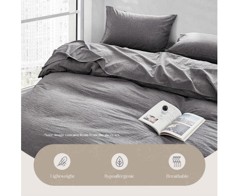 Cosy Club Duvet Cover Quilt Set King Flat Cover Pillow Case Essential Black Cosy Club