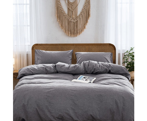 Cosy Club Duvet Cover Quilt Set King Flat Cover Pillow Case Essential Black Cosy Club